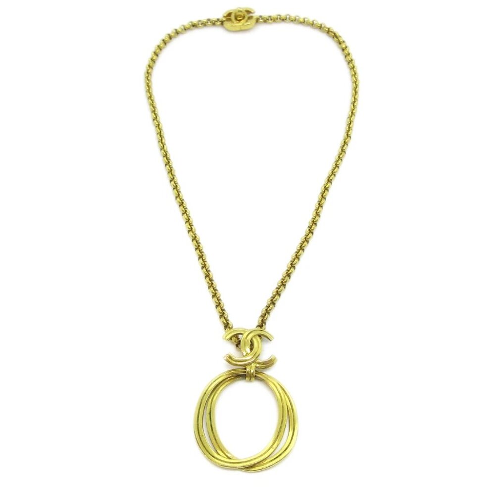 Chanel Hoop Gold Chain Pendant Necklace 96P 39797 - Picture 1 of 4